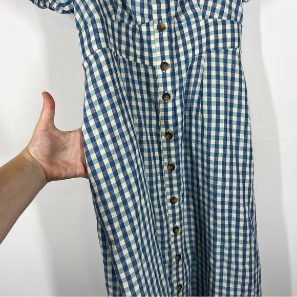 Boden Square Neck 100% Linen Midi Dress Size US 12 - Picture 7 of 11